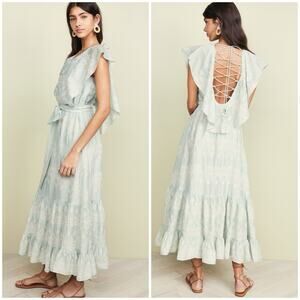 Love Sam Talullah Embroidered Midi Dress Lace Up Back Embroidered M *NO BELT